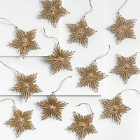 Gold Glitter Starburst Christmas Tree Ornaments, Set of 12