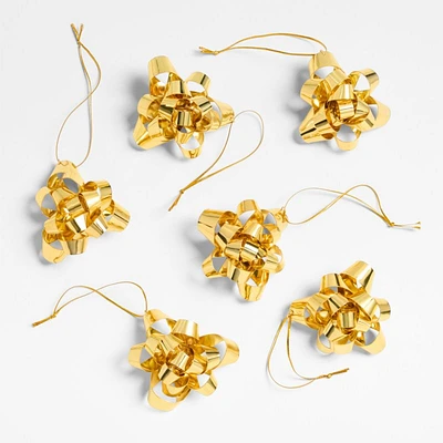 Gold Bow Christmas Ornaments, Set of 6