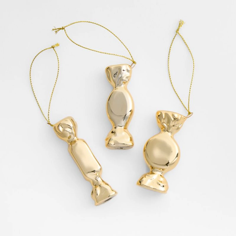 Gold Candy Bites Christmas Ornaments, Set of 3