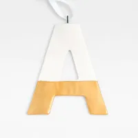 Gold-Dipped Ceramic Letter "A" Monogram Christmas Tree Ornament