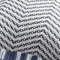 Gracinha Zigzag Fringe Organic Cotton 22x15 Deep Indigo Throw Pillow Cover