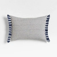 Gracinha Zigzag Fringe Organic Cotton 22x15 Deep Indigo Throw Pillow Cover