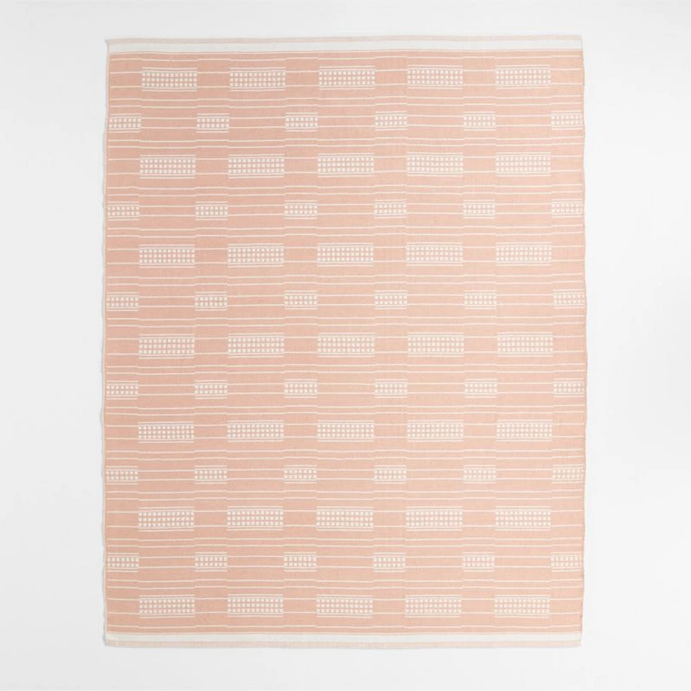 Graphic Stripe Elegant Pink Handwoven Flatweave Kids Performance Area Rug 6'x9'