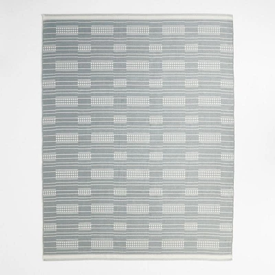 Graphic Stripe Mist Blue Handwoven Flatweave Kids Performance Area Rug 6'x9'