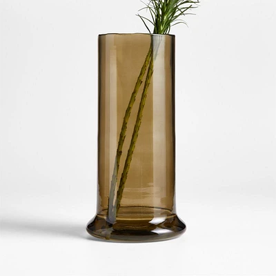 Cleone Tall Green Glass Vase 12"