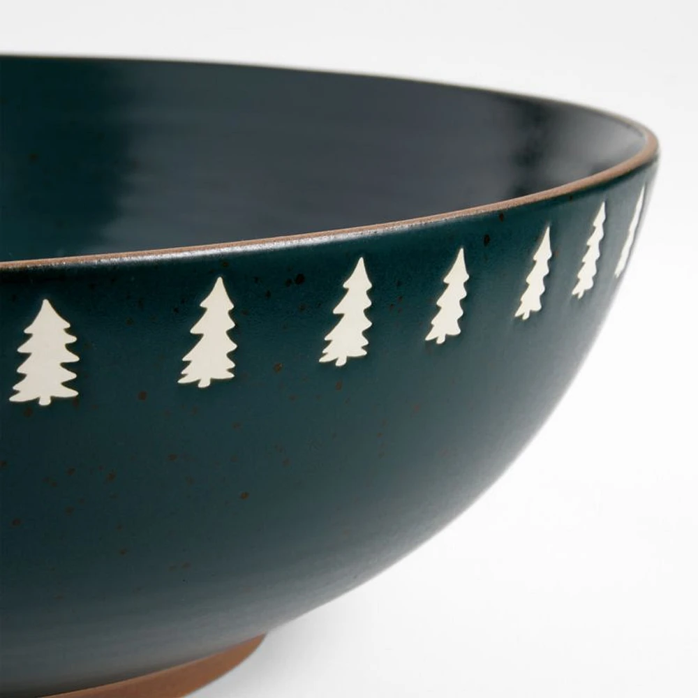 Green Trees 13" Stoneware Serving Bowl