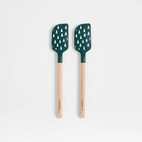 Green Trees Silicone and Wood Mini Spatulas, Set of 2