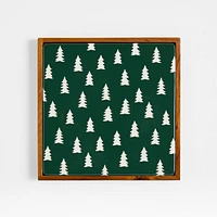 Green Trees Stoneware with Acacia Wood Trivet
