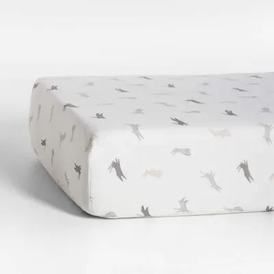 Grey Bunny Gauze Organic Cotton Baby Crib Fitted Sheet