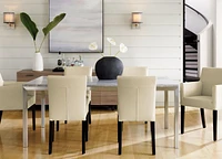 Lowe Ivory Leather Dining Chair with Ebony Wood Legs, Set of 4