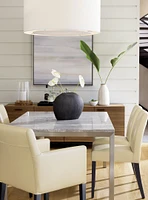 Lowe Ivory Leather Dining Chair with Ebony Wood Legs, Set of 4