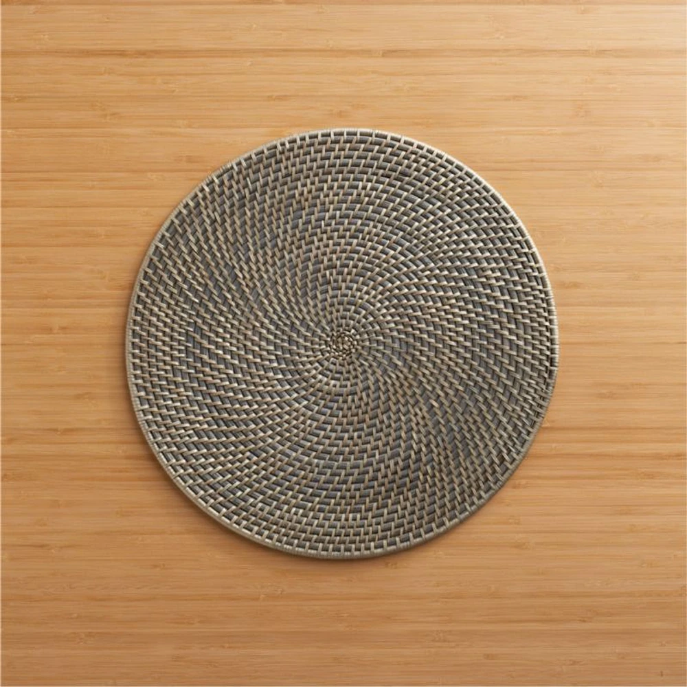 Artesia Round Grey Woven Rattan Placemat