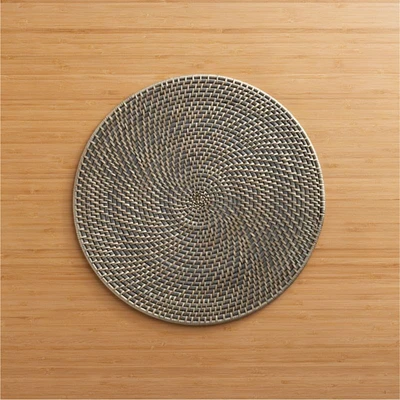 Artesia Round Grey Woven Rattan Placemat