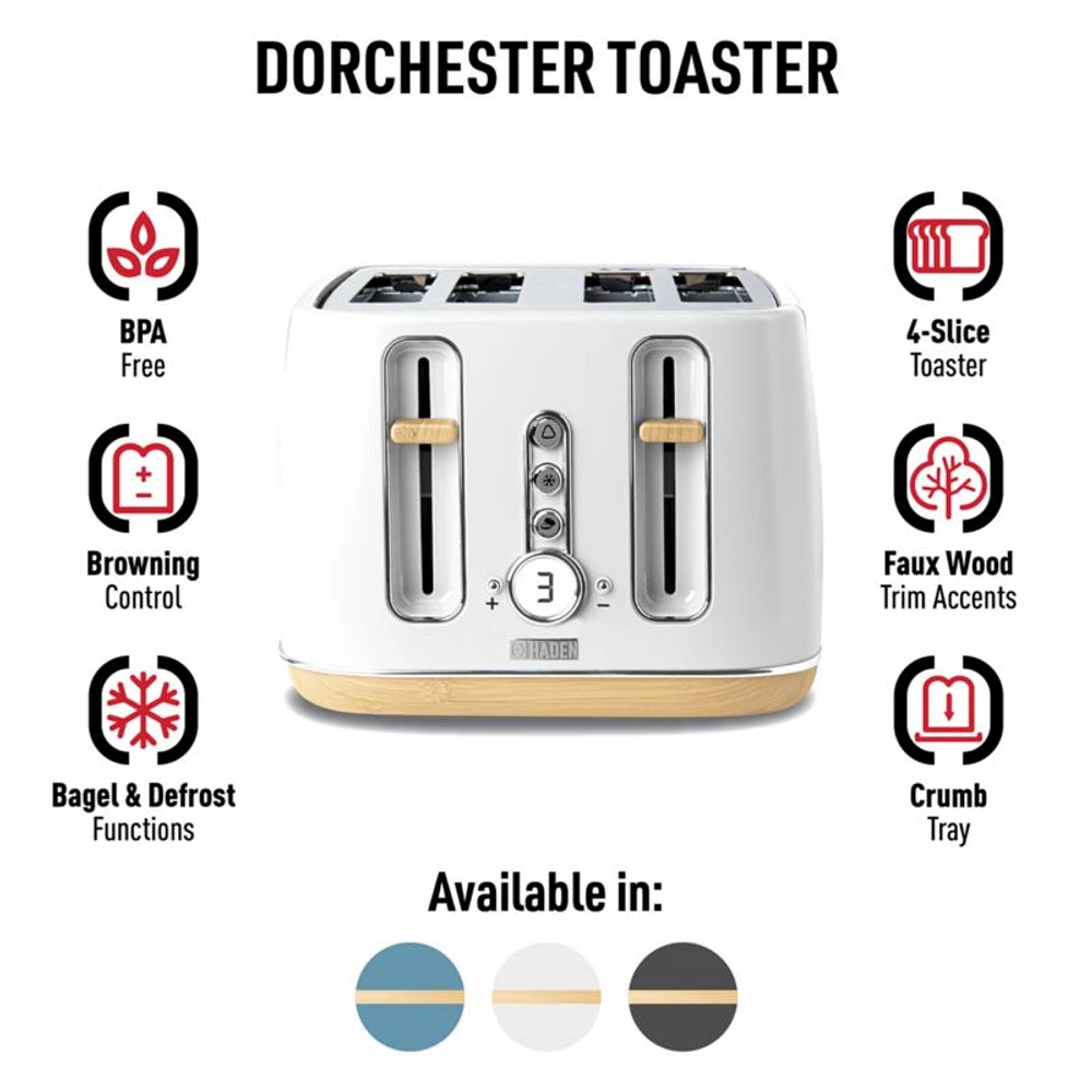 HADEN Dorchester 4- Slice Matte White Toaster