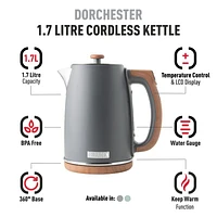 HADEN Dorchester Pebble Grey Electric Tea Kettle