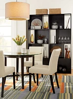 Lowe Ivory Leather Dining Chair with Ebony Wood Legs, Set of 4