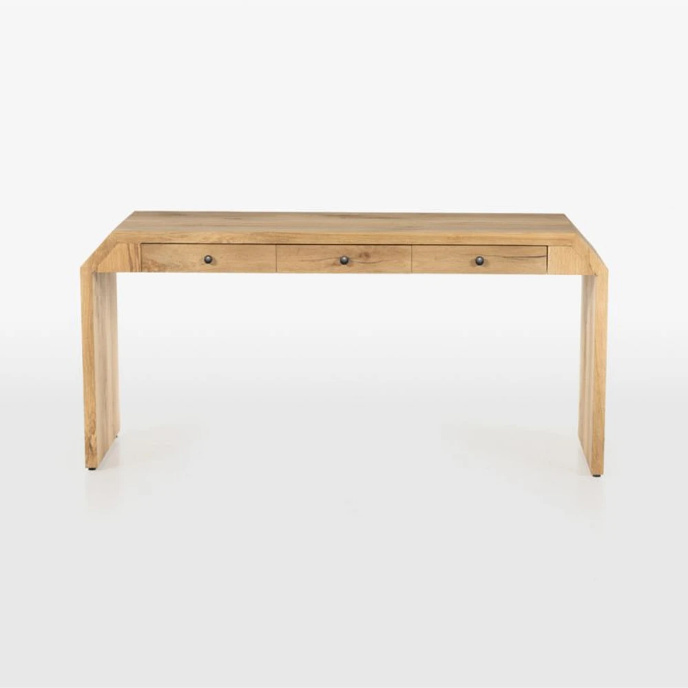 Halston Natural Oak Wood Desk with Drawers