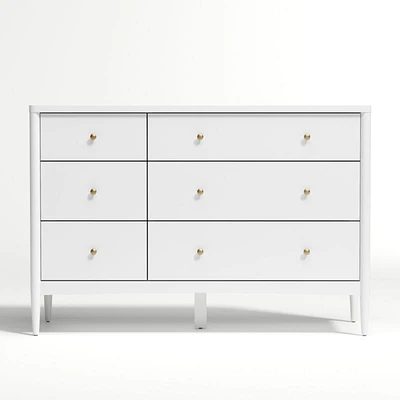 Hampshire White Wood 6-Drawer Kids Dresser