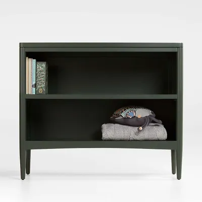 Hampshire Small Olive Green Wood 2-Shelf Bookcase