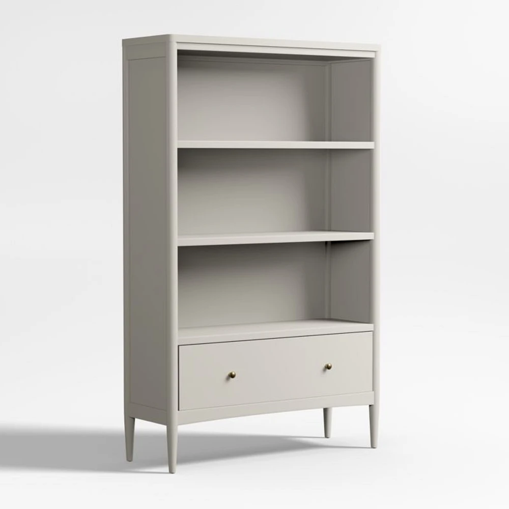 Hampshire Tall Cozy Grey Wood 3-Shelf Kids Bookcase with Drawer