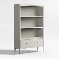 Hampshire Tall Cozy Grey Wood 3-Shelf Kids Bookcase with Drawer