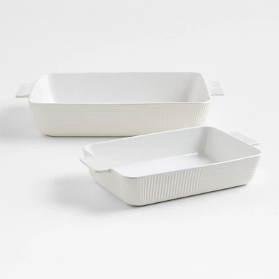 Hanno White Textured Ceramic 2-Piece Bakers Set