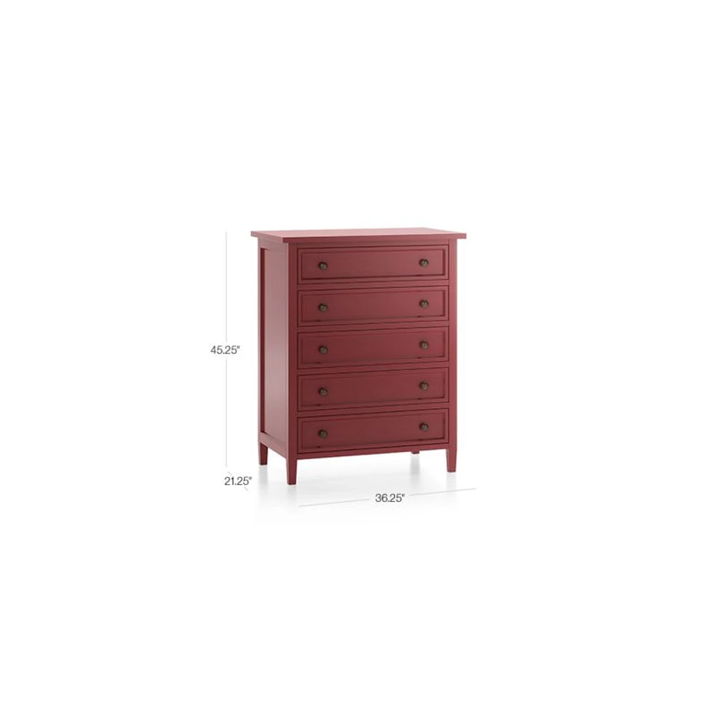 Harbor Red 5-Drawer Chest