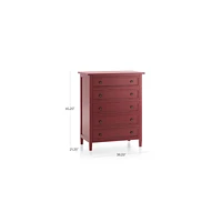 Harbor Red 5-Drawer Chest