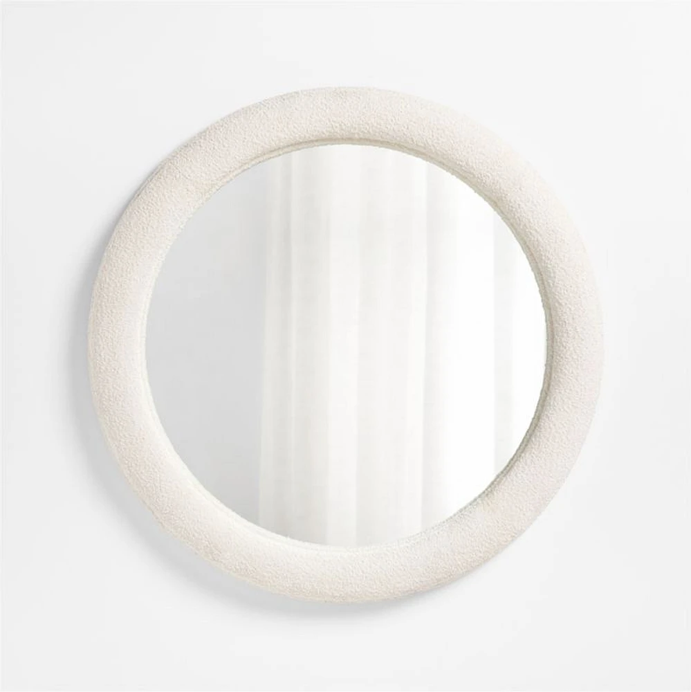 Harris White Boucle Round Wall Mirror 45"