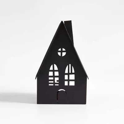 Small Black Halloween Haunted House Sculpture