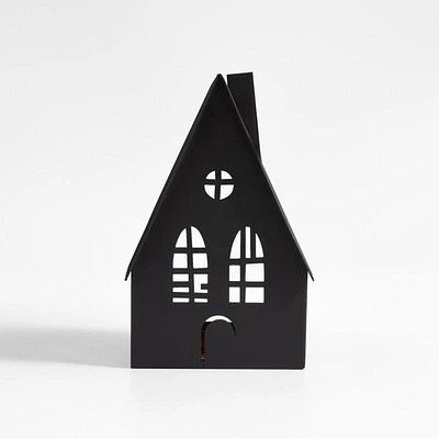 Black Halloween Haunted House Sculpture