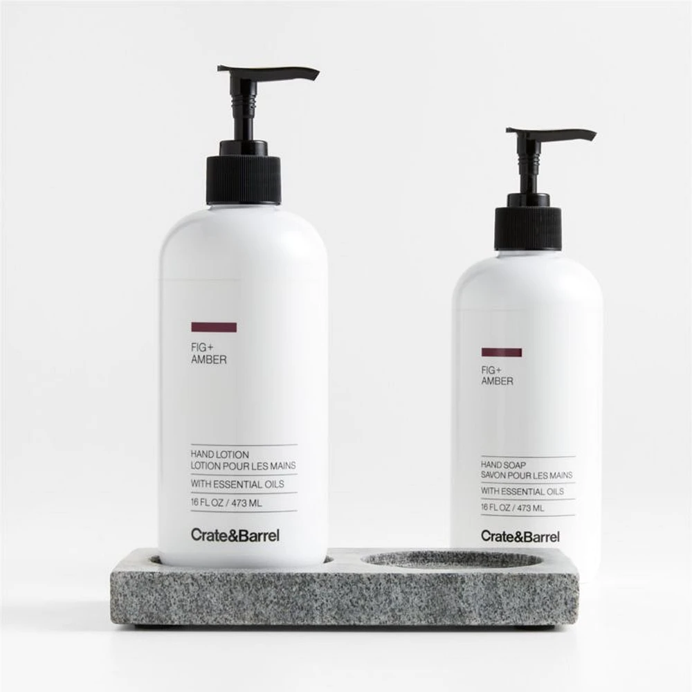 Fig + Amber Hand Soap and Lotion Set with Hayes Caddy