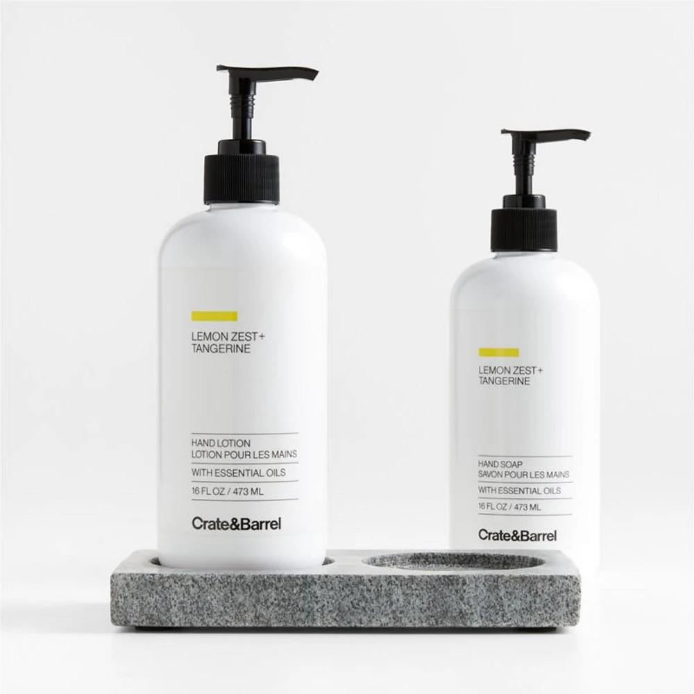 Lemon + Tangerine Hand Soap and Lotion Set with Hayes Caddy
