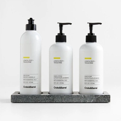 Lemon + Tangerine Hand Soap, Lotion and Dish Soap Set with Hayes Caddy