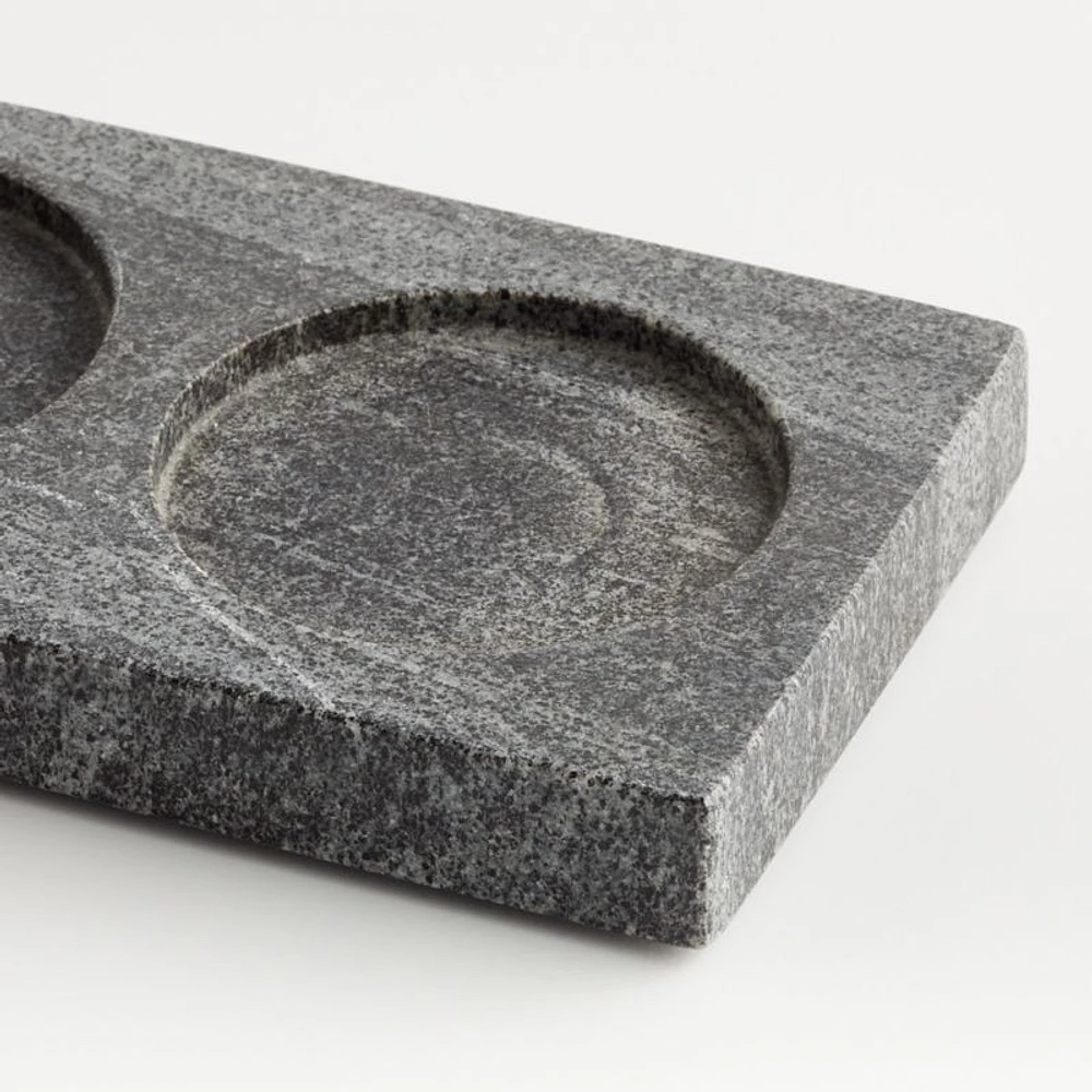 Hayes 2-Slot Black Marble Soap Tray