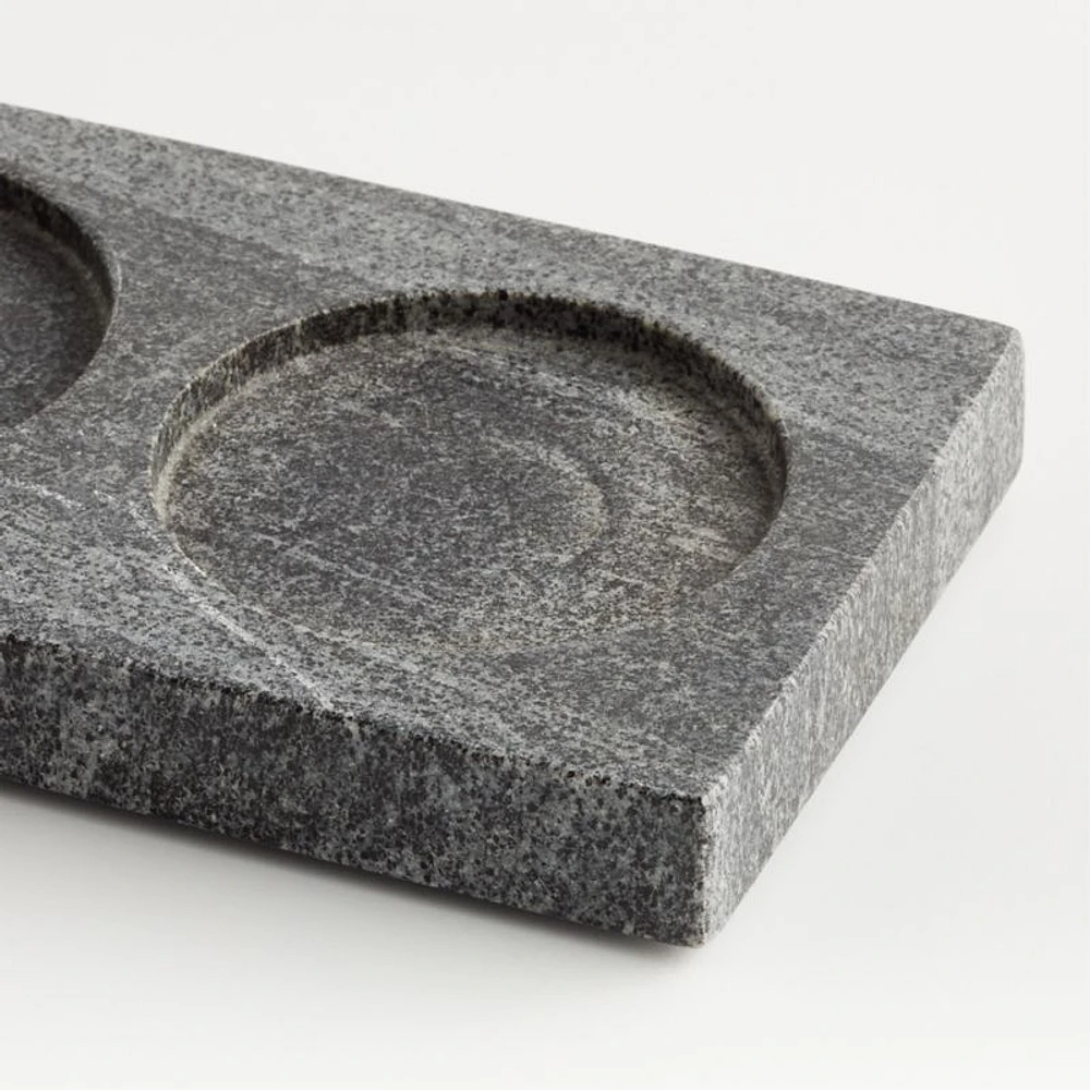 Hayes 3-Slot Black Marble Soap Tray