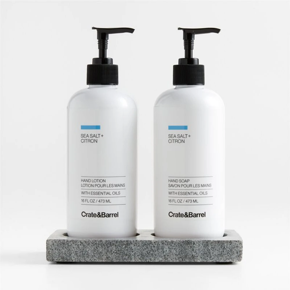 Sea Salt + Citron Hand Soap and Lotion Set with Hayes Caddy