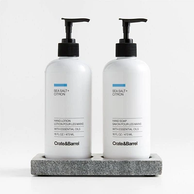 Sea Salt + Citron Hand Soap and Lotion Set with Hayes Caddy