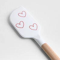 Heart Print White Silicone and Wood Mini Scraper Spatulas, Set of 2