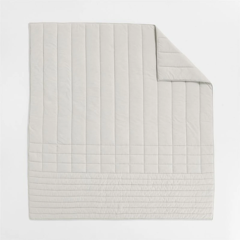 Organic Cotton Heathered Grey Grid Full/Queen Comforter