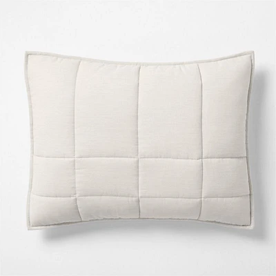 Organic Cotton Heathered Grey Grid Standard Bed Pillow Sham