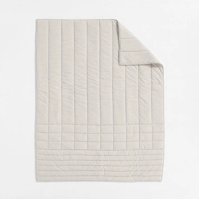 Organic Cotton Heathered Grey Grid Twin/Twin XL Comforter