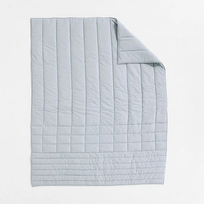 Organic Cotton Heathered Mist Blue Grid Twin/Twin XL Comforter