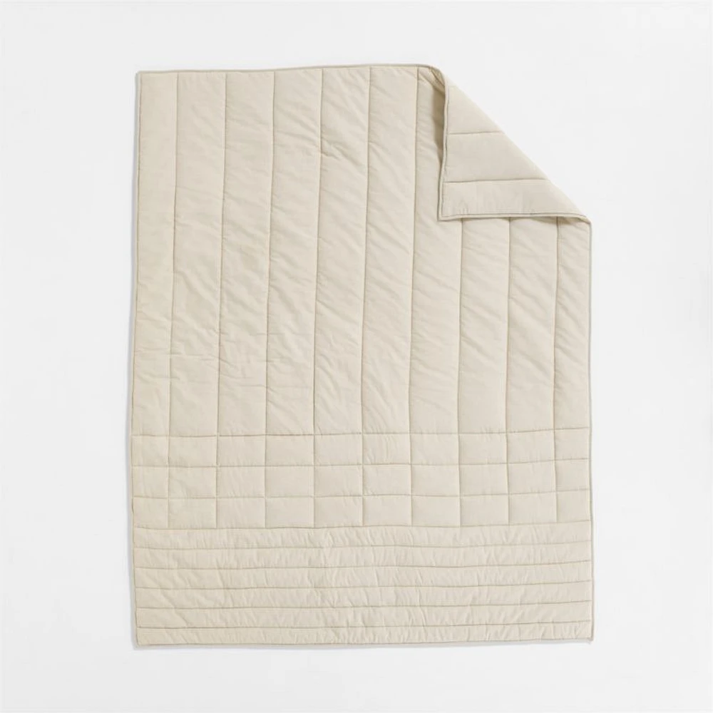 Organic Cotton Heathered Sand Beige Grid Twin/Twin XL Comforter