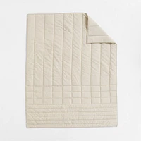 Organic Cotton Heathered Sand Beige Grid Twin/Twin XL Comforter