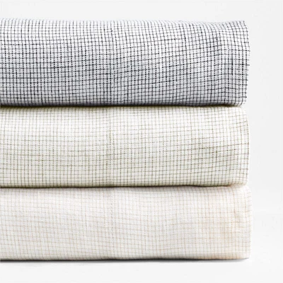 New Natural Hemp Garden Green Grid Twin/Twin XL Bed Sheet Set