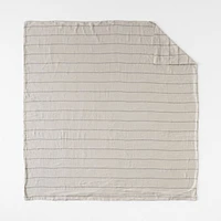 Natural Hemp Arcadia Tan and Midnight Navy Reversible Grid Full/Queen Duvet Cover