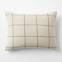 Natural Hemp Arcadia Tan and Midnight Navy Reversible Grid Standard Bed Pillow Sham