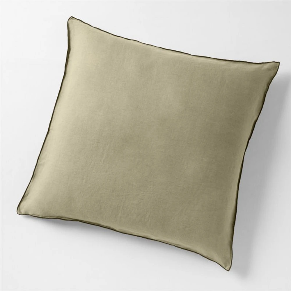New Natural Hemp Merrow Stitch Garden Green Euro Bed Pillow Sham