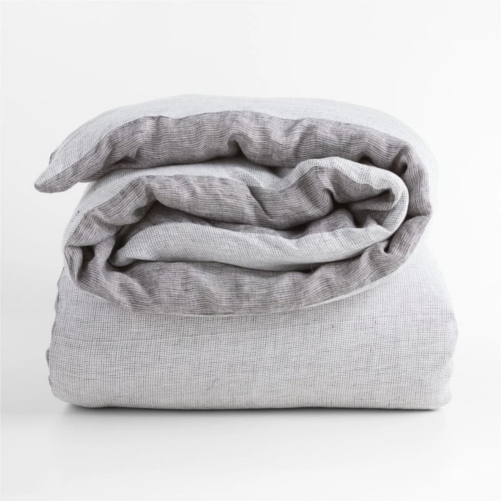 New Natural Hemp Ink Black Grid Twin/Twin XL Duvet Cover